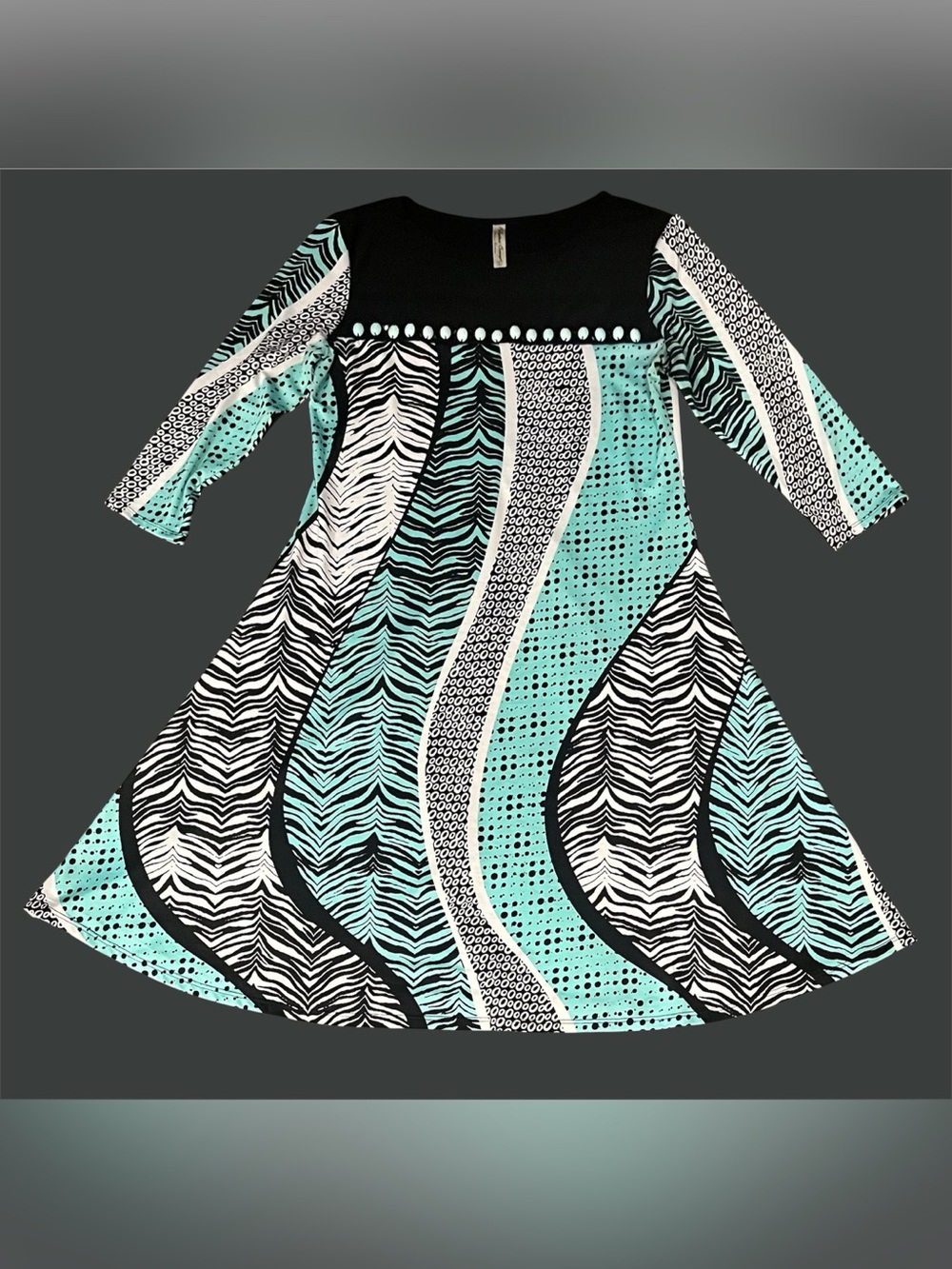 Perseption Concept Size XL Animal Print 2 Tone Midi A Line Dress.